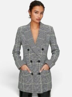 Aritzia Wilfred Margaux Houndstooth Blazer Black Size 00